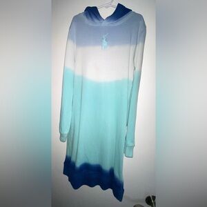 Polo by Ralph Lauren Ombré Blue Kids Sweatshirt Hoodie Dress Size L (12-14)